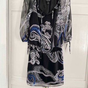 White House Black Market Black/White Paisley Dress